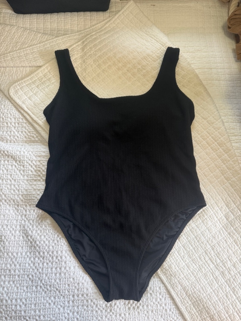 PINK Victoria's Secret Black Textured One-Piece Swimsuit